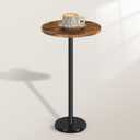smusei Drink Table Small Side Table with Marble Base Pedestal Side Table Drink Tables for Small Spaces Round End Table Mini Side Table for Sofa Couch Chair Patio, Brown and Black
