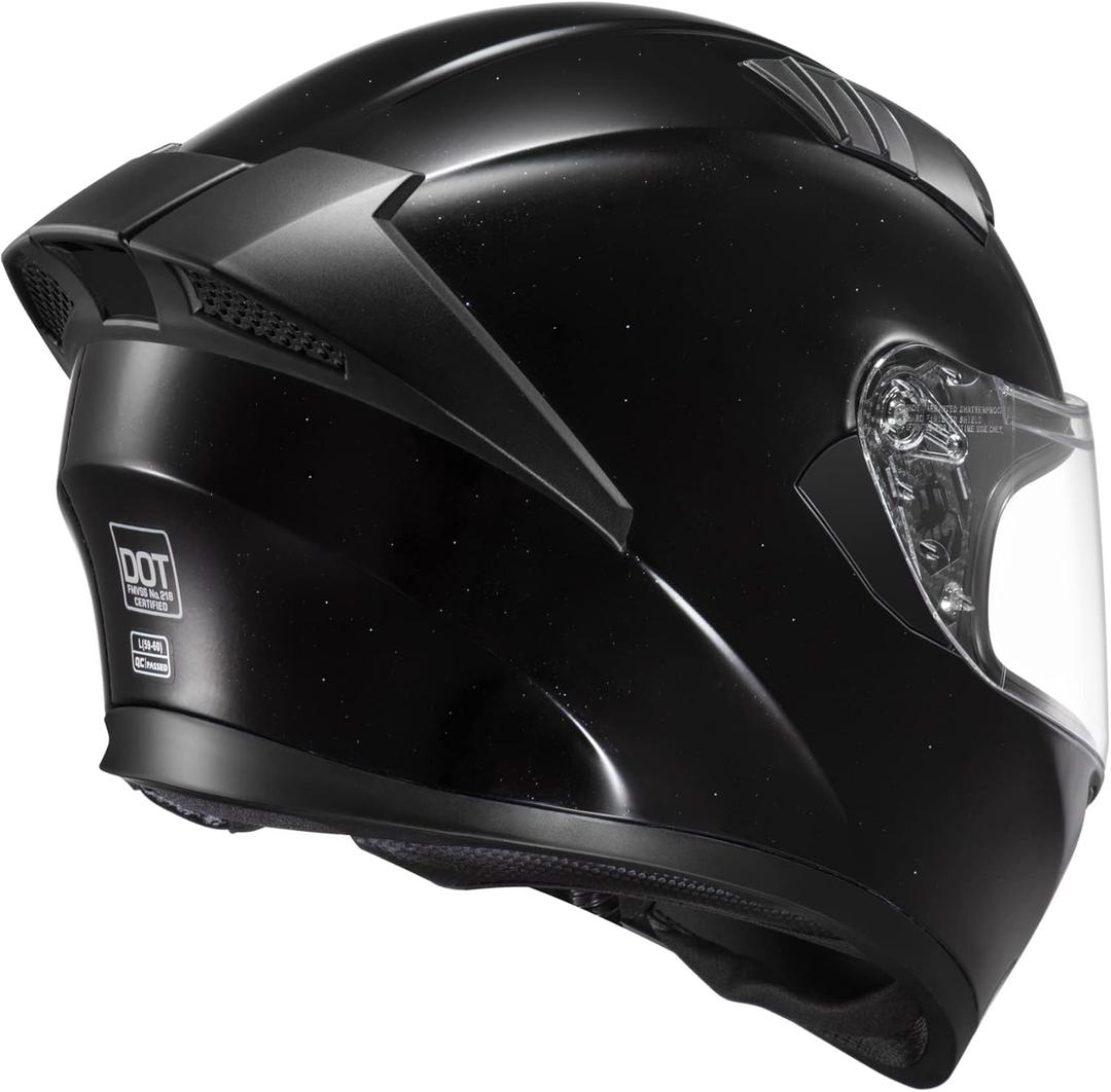 KYPARA Full Face Motorcycle Helmet with Internal Tinted Visor & DOT Approved for Moped ATV Cruiser Scooter (Starry Night, Large)