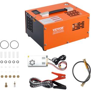VEVOR PCP Air Compressor 12V DC, PCP Compressor 4500 Psi, Paintball 30MPa Portable PCP Air Compressor, Rifle Pump 110V AC, High Pressure Pump Scuba Tank Compressor Pump, Black