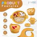 Silicone Baby Feeding Set - Perfect silicone plates for baby & Toddler Plates with lid, Baby Bowls with Suction, Baby Utensils - Baby Led Weaning Supplies & Eating Essential - (Yellow)