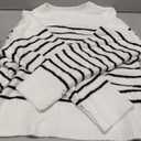 Women's Oversized Crewneck Sweaters, Long Sleeve Fuzzy Knit Casual Chunky Warm Fall Pullover Sweaters Top Trendy Outfits (White-black Stripes, Large)