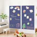 Magnetic Chalkboard Wall Decal Set of 6 Peel and Stick Magnet Sheets with Chalk Tangram Puzzle and Multiple Accessories Dusty Blue Magnetic Chalk Boardfor Home Playroom and Classroom (9.8x15.7Inch 6PC)