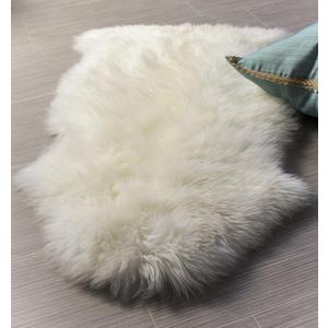 Premium Genuine Fur Sheepskin Rug - Real N.Z. 100% Sheepskin Natural Luxury Fluffy Lambskin Fur Area Rug - Seat Cover for Sofa Chair and Bedroom - 2' W x 3'L - Natural Creamy White Wool