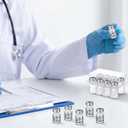 Threlaco 20 Pcs 1ml Sealed Sterile Empty Vials with Self Healing Injection Port Glass Penicillin Bottle with 20 Label Stickers (Aluminum)