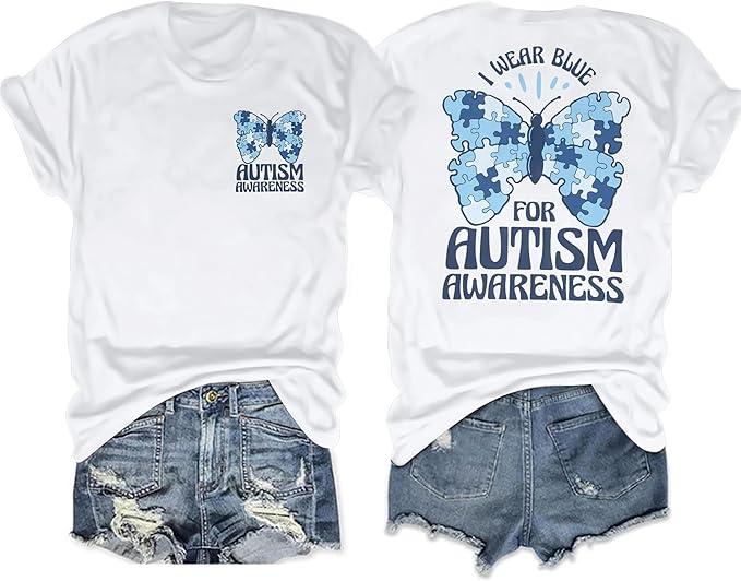 Autism Awareness Shirt Women Embrace Neurodiversity Shirt Accept Understand Love T-Shirt Inspirational Short Sleeve Top, Small