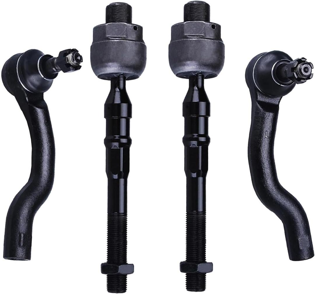 4pc Front Inner and Outer Tie Rod Ends for Nissan Frontier 2005-2019, for Nissan Pathfinder 2005-2012, Steering Tie Rod End Kit for Nissan Xterra 2005-2015, ES800048 ES800108 EV800106 Tie Rod Ends