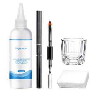 Slip Solution For Poly Nail Gel 4oz With Dual-Ended Brush Poly Gel Nail Kit Professional Gel Cleanser for UV & LED Gels.Ideal for Nails DIY Beginners (1 Pack)
