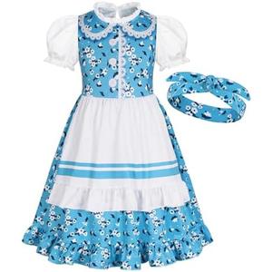 WonderBabe Girls Pioneer Dress Colonial Dress Girls Prairie Costume Kids Halloween Party Dress up Outfits, Size 130