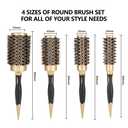 Hair Brush, Round Brush Set for Blow Drying - Professional Boar Bristle Hair Styling Brush, Nanothermic-Ion Technology, Vented Ceramic Barrel, for Women - 4 Size Options, Golden