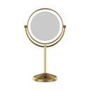 Conair Lighted Makeup Mirror, LED Vanity Mirror, 1X/10X Magnifying Mirror, Double Sided, Battery Operated in Brushed Brass
