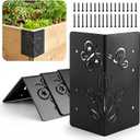 Raised Garden Bed Corner Brackets for Flower Vegetable Furniture Planter Wood Garden Bed Box, Black Metal Corner Brackets Decorative with Screws (Patterned Openwork-4pack, 3"x3"x6 )