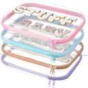 Thinkday 4 Pcs MAMA and BABY Hard Shell Zipper Case Set with Chenille Letters, 9.8 Inch Plastic Zipper Pouch for Travel Organizer, Portable Cosmetic & Snack Storage, Gift for Mom Women, 4 Colors