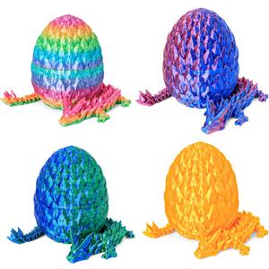 Easter Basket Stuffers 3D Printed Dragon Egg Toy (4 Pack) - Surprise Mystery Inside, Articulated Crystal Dragon, Fidget Sensory Toy for Kids Birthday Surprise Easter Egg Hunt Party Favors