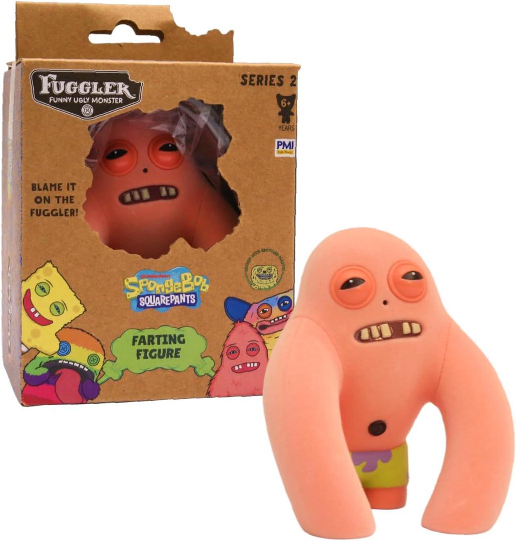 Fuggler Series 2 Farting Figures Sensor-Activated Noisy Collectible Figure with Hidden Sound Surprise Creepy Expressions Weird Fun (Patrick)
