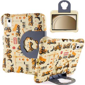 Samsung Galaxy Tab A7 Lite Kids Case - FunnyWin EVA Excavator Kid-Proof Case with Stand, Handle & Shockproof Protection (Yellow)