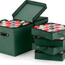 ZOBER Christmas Ornament Storage Box - Stores 128 3" Ornaments with Individual Trays - Tear Proof 600D Oxford Fabric - ornament organizer storage box, Durable Christmas Containers Holder - Green