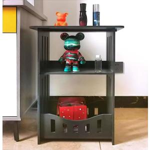 End Table, Cute Nightstands Small Tables for Small Spaces White Coffee Bedside StorageShelf for Office, Living Room, Bedroom (Black end Table)