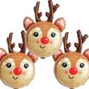 Reindeer Balloons Christmas Foil Balloons for Reindeer Themed Party Decoration Supplies Christmas Birthday Decoration Decor Ballons Arch Kits Party Balloon Set 3pcs