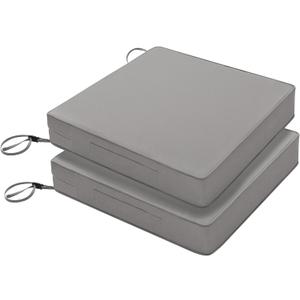 Favoyard Patio Chair Cushions 22 x 22 x 3 Inch Waterproof Outdoor Seat Cushions for Patio Furniture 3-Year Color Fastness Garden Sofa Couch Chair Pads with Handle & Adjustable Straps Set of 2, Grey