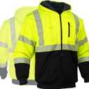 Hi Vis Hoodie Reflective Safety Jacket for Men,Class 3 High Visibility Sweatshirt Zipper for Work Construction, XL