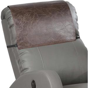 Xmntdo Recliner Headrest Protector, Non Slip Waterproof Headrest Cover, Leather Recliner Headrest Cover for Sofa, Furniture, Living Room, Office Chair 17x27 in(Chocolate Brown)