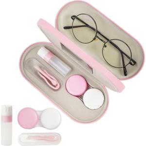 Eyeglass Case Double Sided Travel Size Cute Portable Contact Lens Box 2 in 1 Multifunction With Tool for Daily Outdoor Office