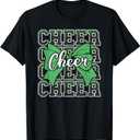 Coquette Cheer Bow Sport Cheerleader Cheerleading Green T-Shirt