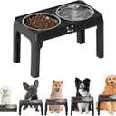 Elevated Dog Bowls Large Breed Raised Dogs Bowl Stand Large/Medium Sized Dog Stainless Steel Food Water Bowl Stands 5 Heights Adjustable 9/11/12/14in Black Pet Feeder Dish Station