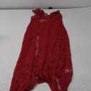 OYOANGLE Women's 3 Piece Pajama Set Lingerie Set Bra and Panty Sets with Lace Kimono Robe Mesh Nightgown (Medium, Burgundy)