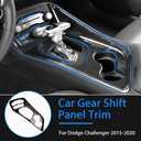 Karltys Gear Shift Panel Trim Cover for 2015-2024 2025+ Dodge Challenger Carbon Fiber Center Console Gear Shift Panel Frame Cover Trim Sticker Dodge Challenger Interior Accessories