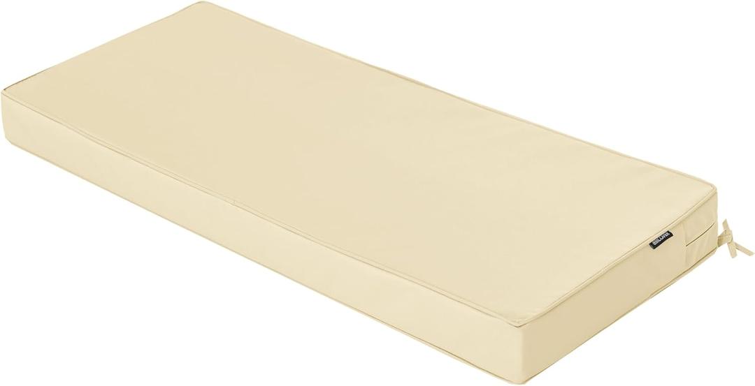 Outdoor Bench Cushions 42 x 18 Inch Thick Waterproof Porch Swing Cushions with Tie Patio Furniture Chair Cushion Bench Pad 5 Year Color Fastness Backyard Seat Pads Beige (42x18x3)