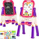 Easel for Kids,Toddler Toys for 3+ 4 5 Year Old Girl Gifts,Double Sided Magnetic Kid Art Ease,Dry Erase Drawing Painting Board,Toddler Easel Learning Toys for 3+ 4 5 Girl Birthday Christmas Gifts (purple)