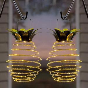 JHPGEOE 2 Pack Outdoor Solar Hanging Lantern Lights - 60LED Waterproof Solar Pineapple Light Outdoor for Garden,Yard Porch Lawn Backyard Landscape Pathway Patio Outside Gardening