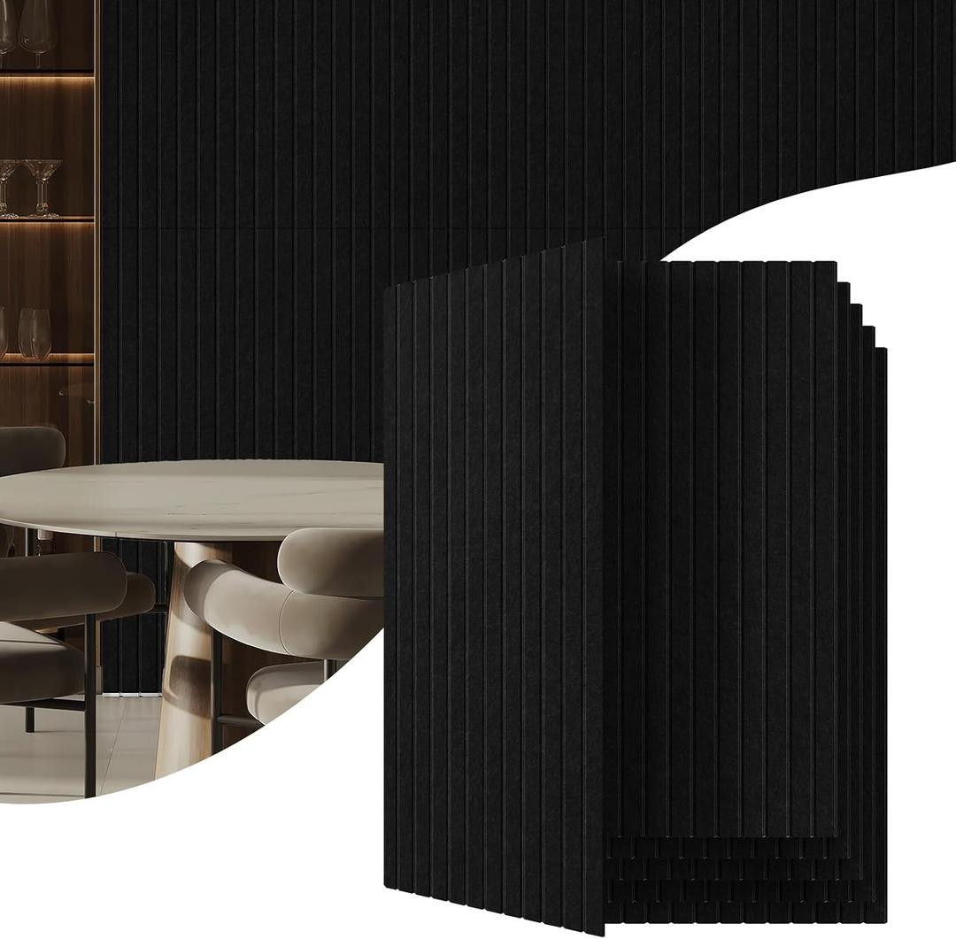 6 Pack Acoustic Wall Panels, 47.2" X 23.6" Sound Absorbing Panels, Decorative Sound Proof Panels for Office, Studio, Home Theatre - Black, 47.2 X 23.6 -6pcs
