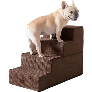 EHEYCIGA Dog Stairs for Bed 18" H, 4-Step Dog Steps for High Bed, Pet Steps for Small Dogs and Cats, Non-Slip Balanced Pet Indoor Ramp, Brown