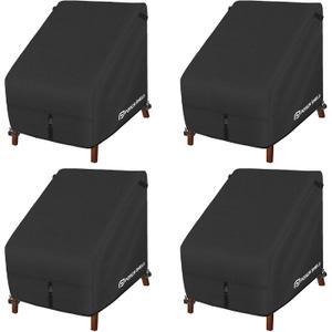Porch Shield Patio Chair Covers - Waterproof Outdoor Lounge Deep Seat Adirondack Chair Cover 4 Pack - 34W x 37D x 36H inch, Black