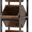 LITTLE TREE 3-Tier Basket Stand, Wooden Floor Stand Shelving Unit, Standing Organizer Storage Rack for Kitchen, Bathroom, Living Room (Rustic)