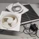 Solar Exhaust Fan, 25W Solar Panel 8'' High Speed with Bracket Solar Powered Fan, 2600 RPM Powerful Solar Fan for Chicken Coop, with an AC to DC Power Adapter for Greenhouse,Shed Attic (White)