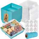 Leafiew 50 Pack Small Charcuterie Boxes with Clear Lids - To Go Paper Mini Charcuterie Box, Disposable Food Containers, 5Inch Dessert Boxes - Sandwich, Cookie, Sushi, Cake Slice, Strawberries (Blue)