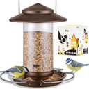 iBorn Bird Feeder Metal Squirrel Chew Proof Bird Feeders for Outdoors Hanging Outside for Cardinal, Holds 1.5LB Seed with 3 Perchs, Brushed Coffee (Seed is not Included)