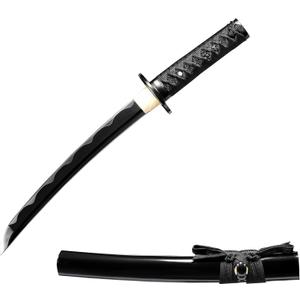 JIHPEN sword, Pure Handmade Samurai Sword, 9260 Spring Steel, 41.31.21 inches, Full Tang Sword Set, Sharp, Black Katana