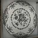 Dinner Plates Set of 6, Ceramic Kitchen Plates Microwave Safe Plates, 10.5 Inch Porcelain Dinner Plates Floral, Black