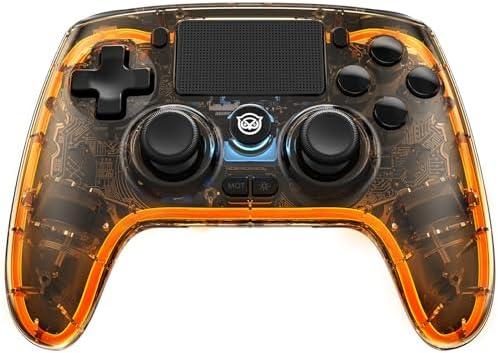 NYXI Wireless Controller for PS4, Hall Effect Joysticks Triggers, Transparent Controller with Breathing RGB Light, Programmable Buttons, 3.5mm Audio Jack Compatible with PS4/PC/iOS/Android
