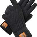 Winter Gloves for Men Women-Warm TouchScreen Cold Weather Gloves,Wool Knit Thermal Adults Gloves for Driving Texting (Black)