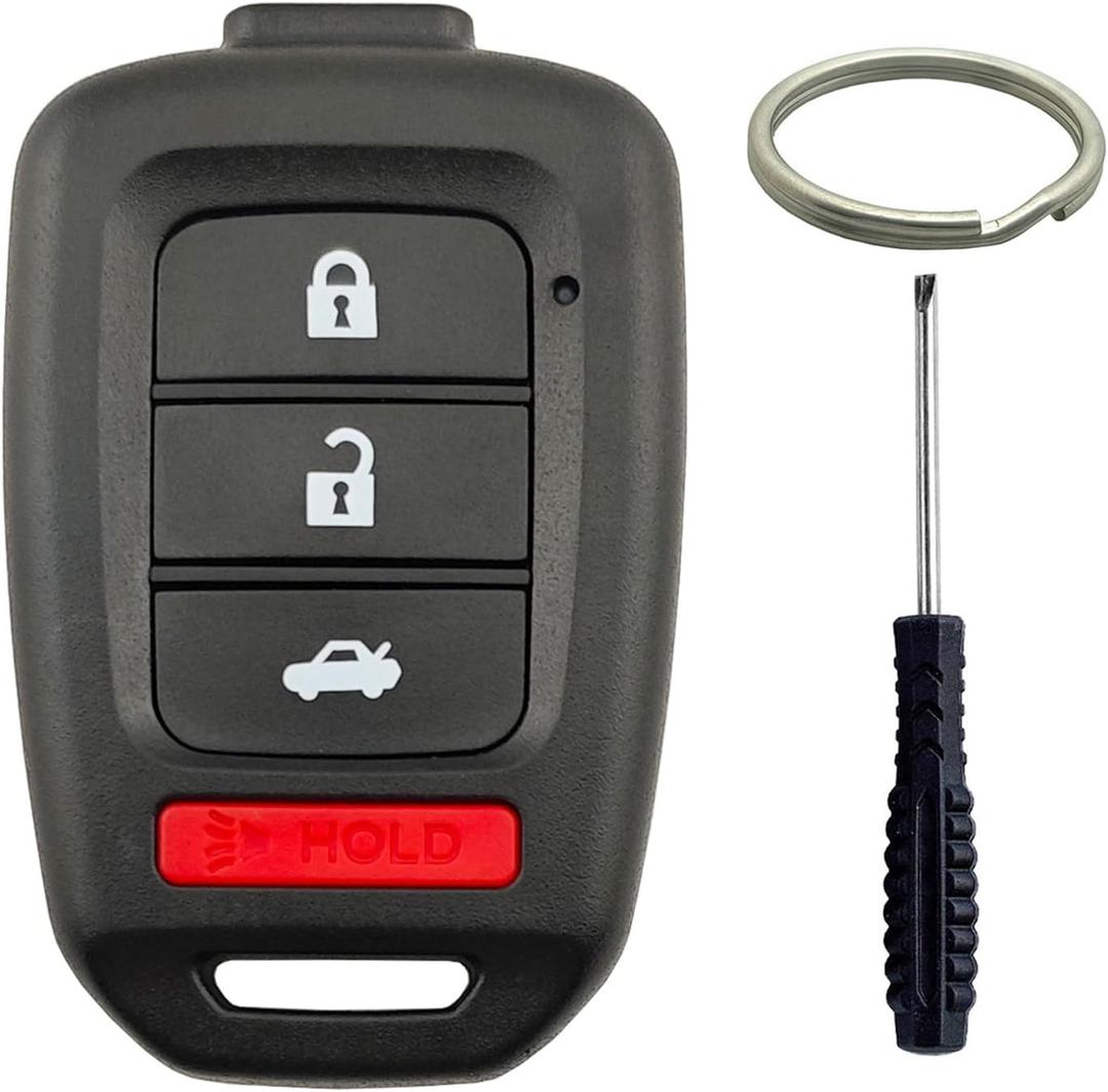 No Cutting Required - Key Fob Shell Case Replacement Fits for Honda Accord Civic CRV HRV 2013-2021 Keyless Entry Remote Key Fob 4 Button Pad Cover MLBHLIK6-1TA MLBHLIK6-1T (4 Button A)