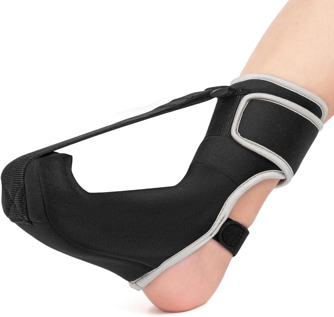Plantar Fasciitis Night Splint-Adjustable Planter Facetious Relief Brace Women Men Straps(Black-1PC)