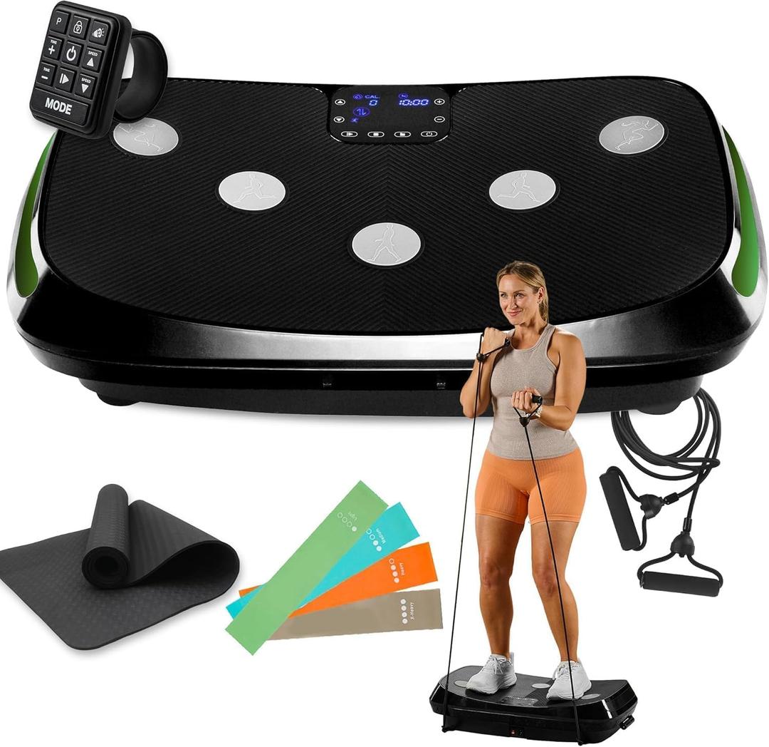 Lifepro Rumblex 4D Curved Vibration Plate Exercise Machine  Triple Motor Vibrating Platform Machine with 7 Modes & 60 Speeds  Full Body Vibration Plate for Lymphatic Drainage & at Home Workout (Black)