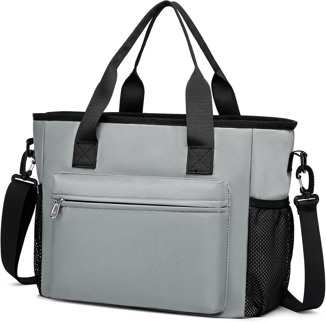 Insulated Lunch Box for Women Men Adults,Adjustable Shoulder Strap Reusable Lunch Bag for Office Work Picnic Camping Beach Outdoor Large Lunch Bag-Grey (Gray)
