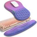 Hokafenle 2in1 Combination, Wave Keyboard Wrist Rest and Ergonomic Curvature Mouse Pad Wrist Support for Relieve Wrist Pain, Filled with Soft Cushion Memory Foam, Gradient Blue Purple