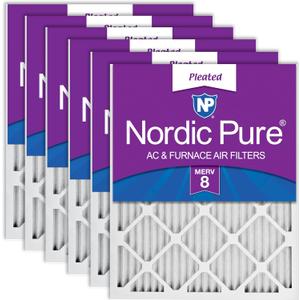 Nordic Pure 14x25x1 (Actual Size: 13 1/2 x 24 1/2 x 3/4) Pleated MERV 8 Air Filters 6 Pack